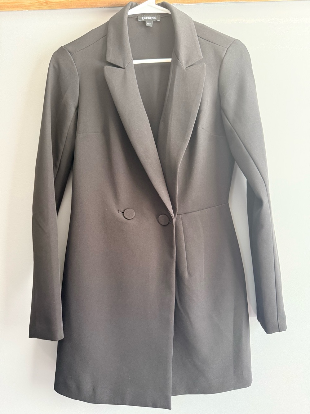 Express Women's Black Longline Double-Breasted Blazer Romper